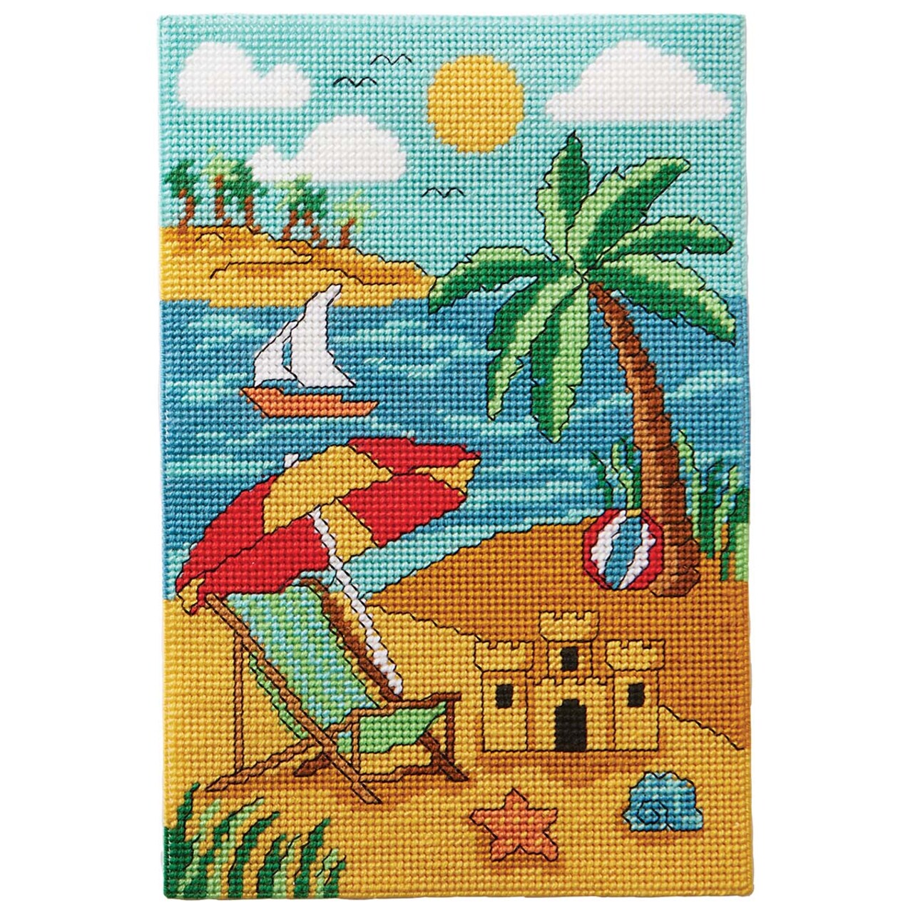 Herrschners Day at the Beach Wall Hanging Plastic Canvas Kit